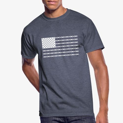 Bicycle Chain American Flag - Men's 50/50 T-Shirt