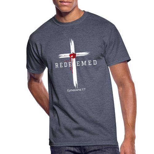 Redeemed by the blood of Jesus - Ephesians 1:7 - Men's 50/50 T-Shirt