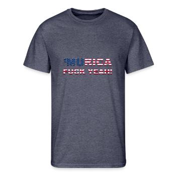 MURICA FUCK YEAH writing with USA flag - Men's 50/50 T-Shirt - navy heather - Front - Jackson (183cm)