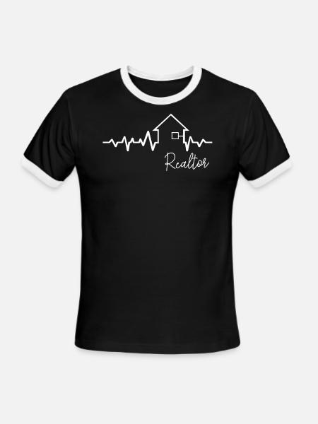 Real Estate Agents EKG heartbeat real estate agent - Men's Ringer T-Shirt - black/white