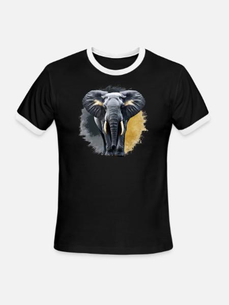 Golden Elephant - Men's Ringer T-Shirt - black/white