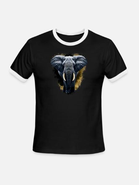 Golden Elephant - Men's Ringer T-Shirt - black/white