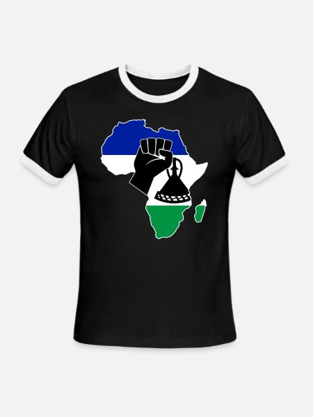 LESOTHO FLAG T-SHIRT - Men's Ringer T-Shirt - black/white