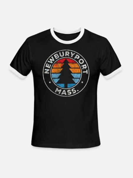 Newburyport Massachusetts Ma Vintage Graphic Retro - Men's Ringer T-Shirt - black/white
