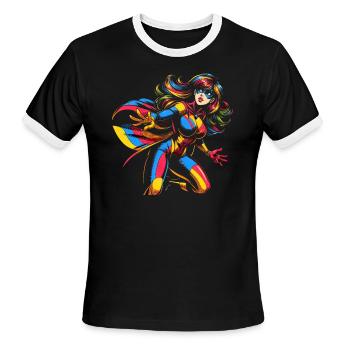 Dynamic Heroine Flight - Men's Ringer T-Shirt - black/white - Front - Jackson (183cm)