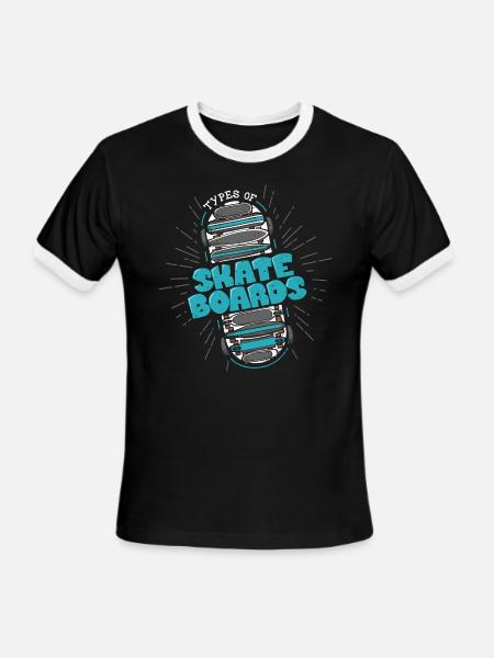 Skateboard Types Longboard Skateboarder Skater - Men's Ringer T-Shirt - black/white