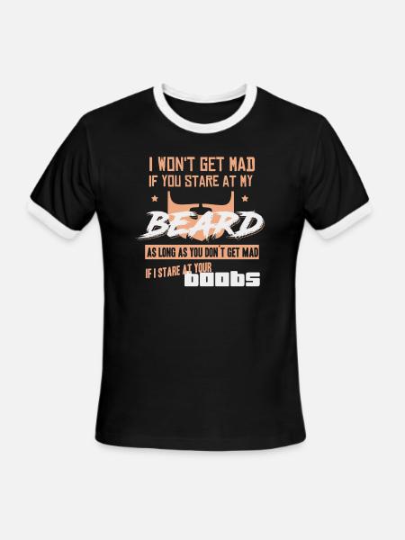 I wont get mad if you stare at my beard - Men's Ringer T-Shirt - black/white
