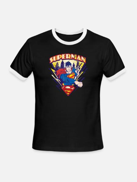 Superman Metropolis - Men's Ringer T-Shirt - black/white