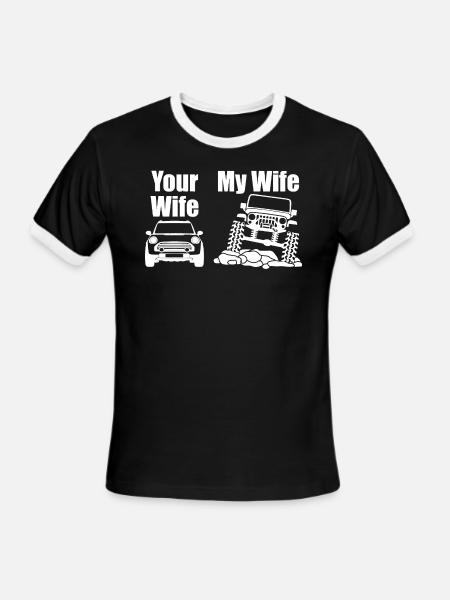 Jeep Driver My Wife Your Wife Gift For Men Or Wome - Men's Ringer T-Shirt - black/white