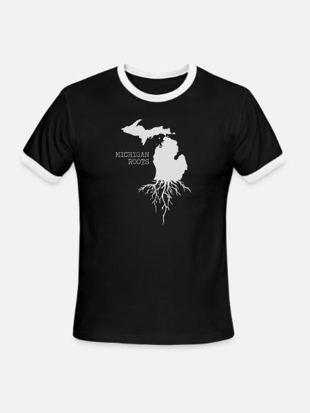 Michigan Roots | State of Michigan - Men's Ringer T-Shirt - black/white