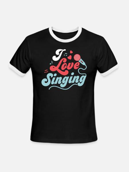 I Love Singing Karaoke Singer - Men's Ringer T-Shirt - black/white