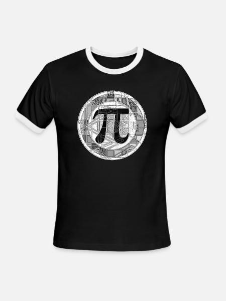Pi Day Symbol Round - Men's Ringer T-Shirt - black/white