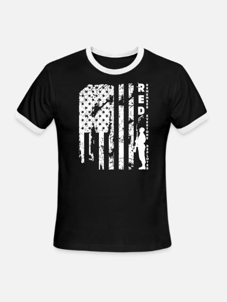 Deployed Red Friday Shirt - Men's Ringer T-Shirt - black/white