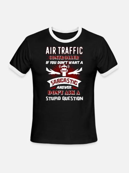 Air Traffic Controller Shirt - Men's Ringer T-Shirt - black/white