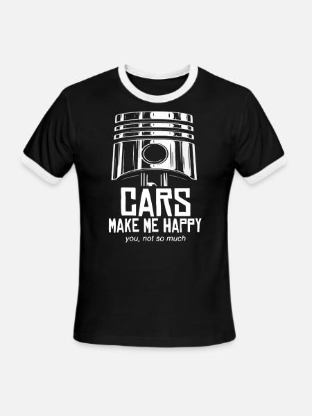 Cars make me happy you not so much - Men's Ringer T-Shirt - black/white
