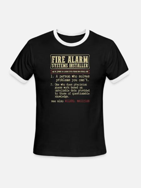 Fire Alarm Systems Installer Dictionary Term - Men's Ringer T-Shirt - black/white