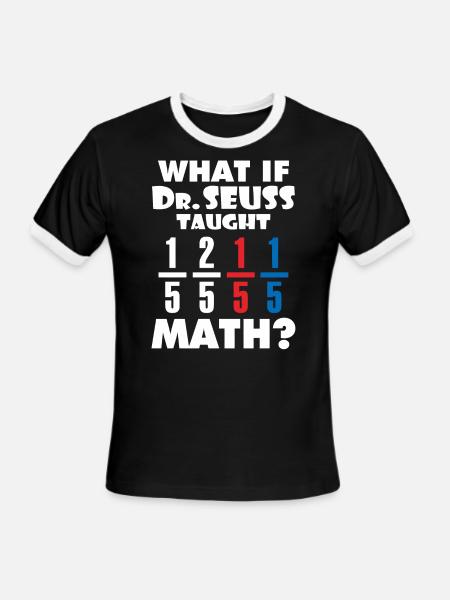 What if dr.seuss taught 1/5 2/5 1/5 1/5 math - Men's Ringer T-Shirt - black/white
