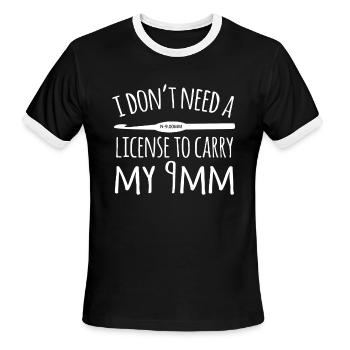 I don't need a license to carry my 9mm fish - Men's Ringer T-Shirt - black/white - Front - Jackson (183cm)
