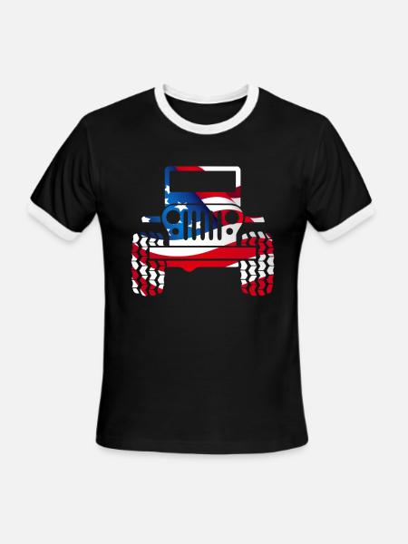 Jeep flag - Men's Ringer T-Shirt - black/white