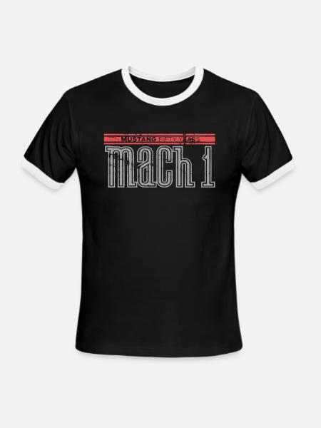 Ford Mustang Mach 1 Fifty Years V8 50 Hotrod Muscl - Men's Ringer T-Shirt - black/white