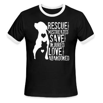 rescue mistreated save injured love abandoned dog - Men's Ringer T-Shirt - black/white - Front - Jackson (183cm)
