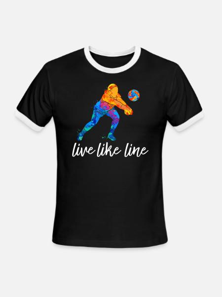 Live Like Line Shirt Volleyball - Men's Ringer T-Shirt - black/white