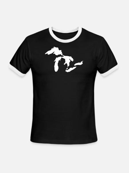 Great lakes white - Men's Ringer T-Shirt - black/white