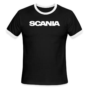 SCANIA Trucks Matt Silver logo Graphite Black Navy - Men's Ringer T-Shirt - black/white - Front - Jackson (183cm)