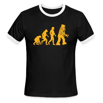 Sheldon Cooper Big Bang Theory Inspired Evolution - Men's Ringer T-Shirt - black/white - Front - Jackson (183cm)