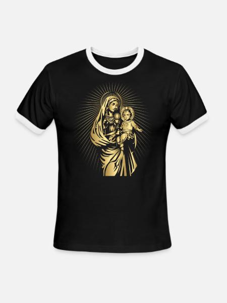 BLESSED VIRGIN MARY AND BABY JESUS - Men's Ringer T-Shirt - black/white