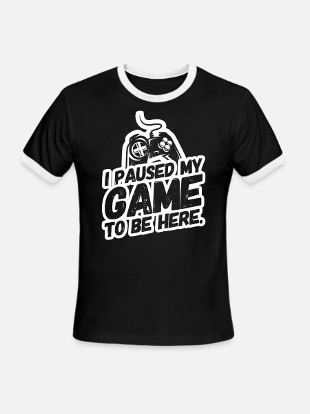 Gamer Gamers Gaming Saying Paused - Men's Ringer T-Shirt - black/white