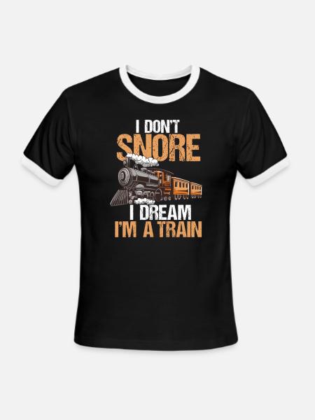 train snoring train dream train express motive - Men's Ringer T-Shirt - black/white