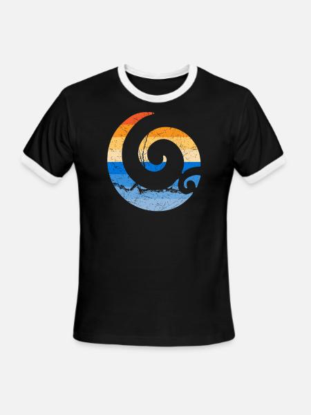 maori tribal tattoo fish hook - Men's Ringer T-Shirt - black/white