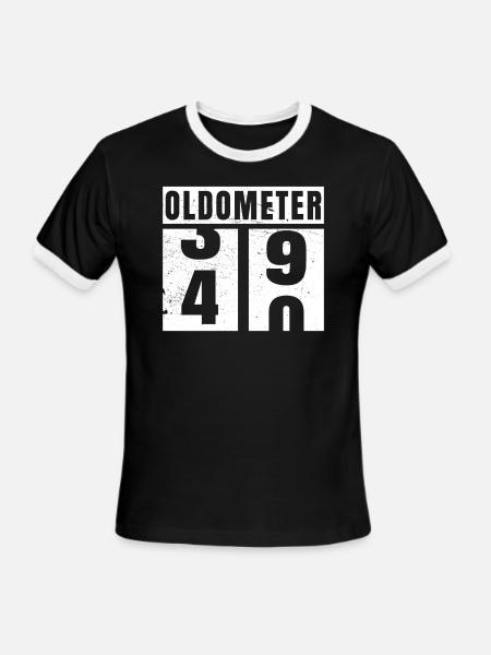 Oldometer 40 Years Funny Birthday Present - Men's Ringer T-Shirt - black/white