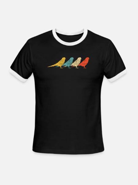 Vintage Retro Budgie Bird Budgerigar - Men's Ringer T-Shirt - black/white