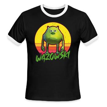 Wazowski Meme - Men's Ringer T-Shirt - black/white - Front - Jackson (183cm)