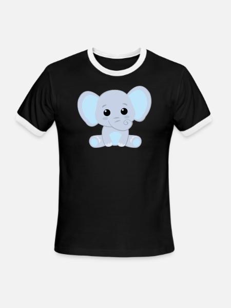 Sweet Baby Elephant Children Gift Motif - Men's Ringer T-Shirt - black/white