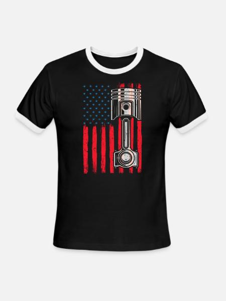Piston American Flag - Men's Ringer T-Shirt - black/white