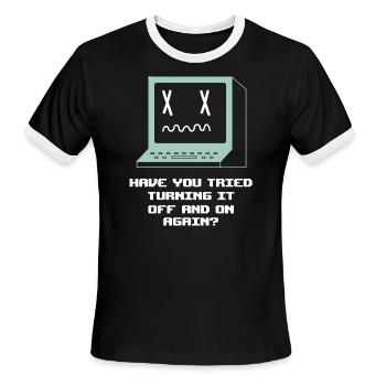 Computer Restart Geek Pun Apparel - Men's Ringer T-Shirt - black/white - Front - Jackson (183cm)