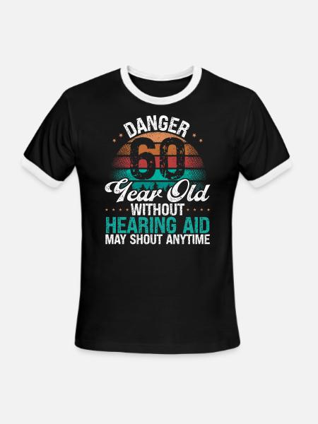 60 Birthday Idea Humor May Shout Funny 60 Year Old - Men's Ringer T-Shirt - black/white