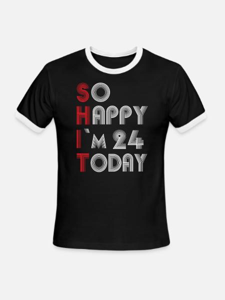 24 Birthday - Men's Ringer T-Shirt - black/white