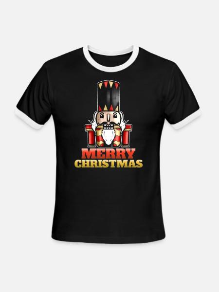 Nutcracker Merry Christmas - Men's Ringer T-Shirt - black/white