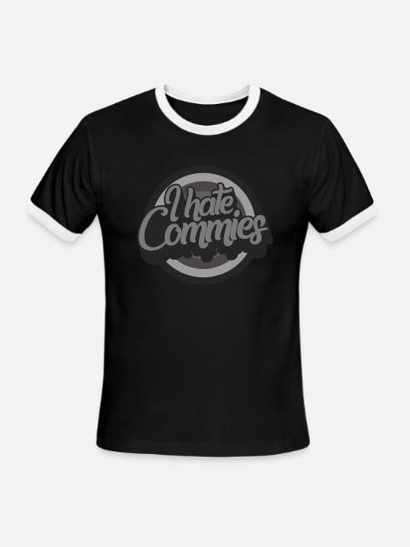 I Hate Commies Rainbow Shirt, Inspirational Cold - Men's Ringer T-Shirt - black/white