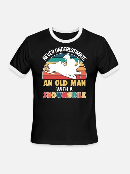 Funny Snowmobile Ride Snowmobiling - Men's Ringer T-Shirt - black/white