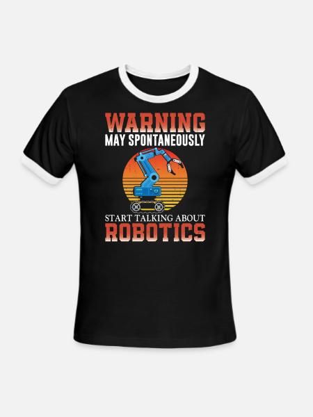 Robot Robotics Engineer Retro - Men's Ringer T-Shirt - black/white