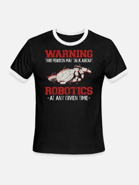 Robot Robotics Engineer Warning - Men's Ringer T-Shirt - black/white
