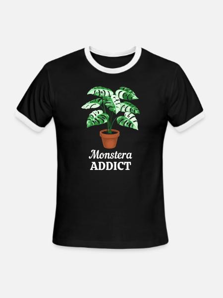 Monstera Addict - Men's Ringer T-Shirt - black/white