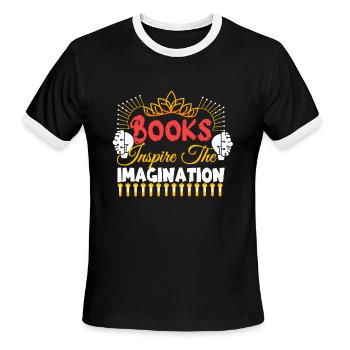 Books Inspire The Imagination - Men's Ringer T-Shirt - black/white - Front - Jackson (183cm)