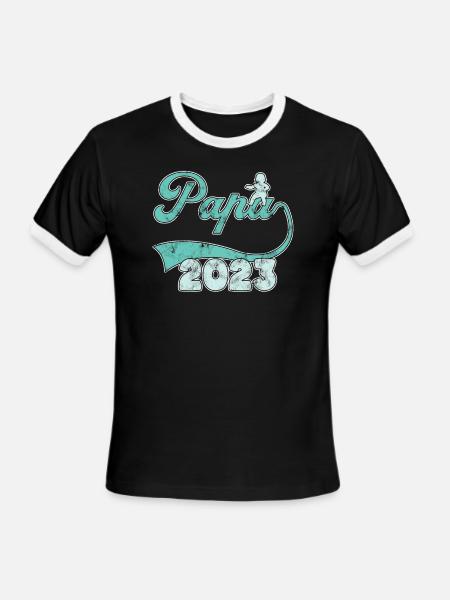papa 2023 - Men's Ringer T-Shirt - black/white