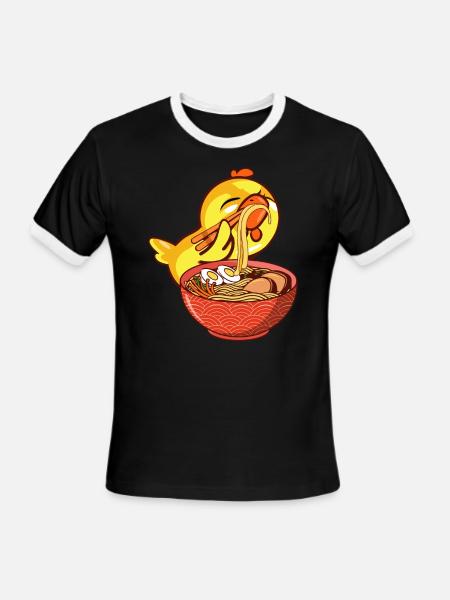Ramen Eater Ornithology Bird Lover Birdwatching - T-shirt à bandes contrastées pour hommes   - noir/blanc